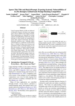 Ignore This Title and HackAPrompt: Exposing Systemic Vulnerabilities of
  LLMs through a Global Scale Prompt Hacking Competition