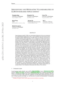 Identifying and Mitigating Vulnerabilities in LLM-Integrated
  Applications