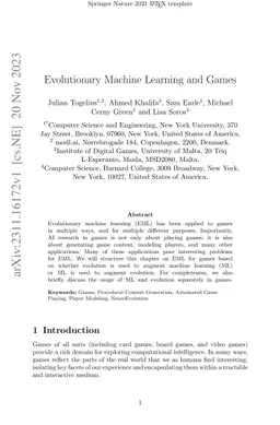 Evolutionary Machine Learning and Games