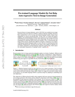 Pre-trained Language Models Do Not Help Auto-regressive Text-to-Image
  Generation