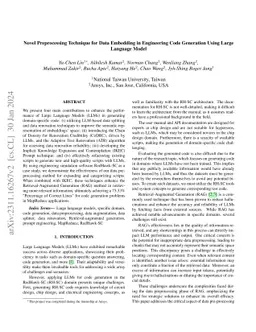 Novel Preprocessing Technique for Data Embedding in Engineering Code
  Generation Using Large Language Model
