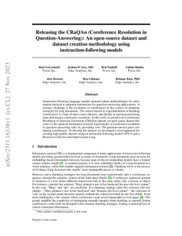Releasing the CRaQAn (Coreference Resolution in Question-Answering): An
  open-source dataset and dataset creation methodology using
  instruction-following models