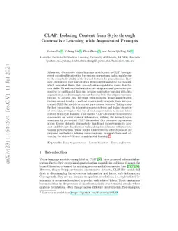 CLAP: Isolating Content from Style through Contrastive Learning with Augmented Prompts