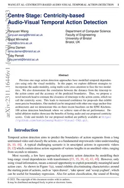 Centre Stage: Centricity-based Audio-Visual Temporal Action Detection