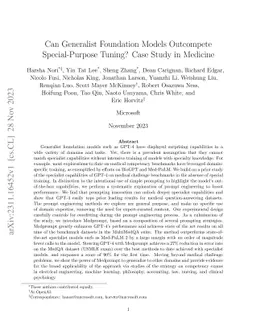 Can Generalist Foundation Models Outcompete Special-Purpose Tuning? Case
  Study in Medicine