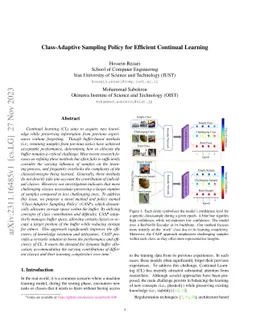 Class-Adaptive Sampling Policy for Efficient Continual Learning