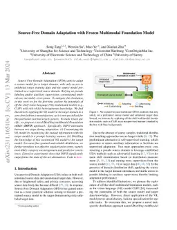Source-Free Domain Adaptation with Frozen Multimodal Foundation Model