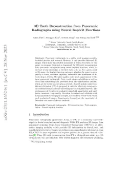 3D Teeth Reconstruction from Panoramic Radiographs using Neural Implicit
  Functions