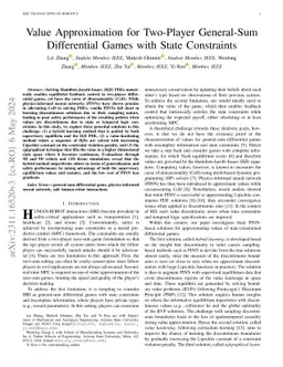 Value Approximation for Two-Player General-Sum Differential Games with
  State Constraints