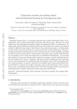 Contrastive encoder pre-training-based clustered federated learning for
  heterogeneous data