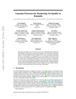 Gaussian Processes for Monitoring Air-Quality in Kampala