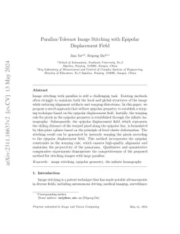 Parallax-Tolerant Image Stitching with Epipolar Displacement Field