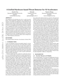 A Unified Hardware-based Threat Detector for AI Accelerators