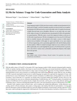 LLMs for Science: Usage for Code Generation and Data Analysis