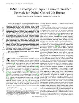DI-Net : Decomposed Implicit Garment Transfer Network for Digital
  Clothed 3D Human
