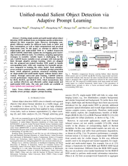 Unified-modal Salient Object Detection via Adaptive Prompt Learning