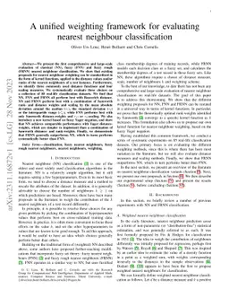 A unified weighting framework for evaluating nearest neighbour classification