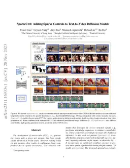 SparseCtrl: Adding Sparse Controls to Text-to-Video Diffusion Models