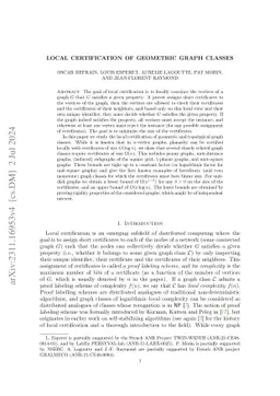 Local certification of geometric graph classes