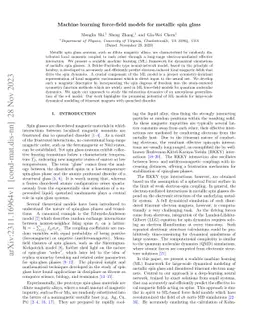Machine learning force-field models for metallic spin glass
