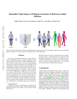HumanRef: Single Image to 3D Human Generation via Reference-Guided
  Diffusion