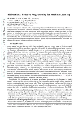 Bidirectional Reactive Programming for Machine Learning