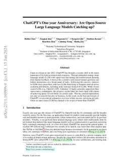 ChatGPT's One-year Anniversary: Are Open-Source Large Language Models
  Catching up?