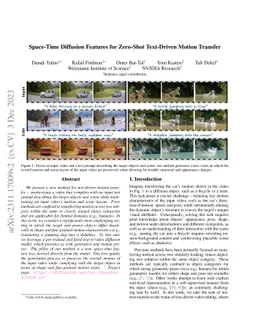 Space-Time Diffusion Features for Zero-Shot Text-Driven Motion Transfer