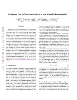 Continuous Pose for Monocular Cameras in Neural Implicit Representation