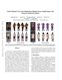 ConTex-Human: Free-View Rendering of Human from a Single Image with
  Texture-Consistent Synthesis