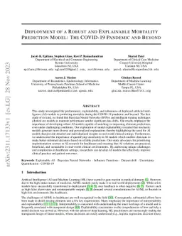 Deployment of a Robust and Explainable Mortality Prediction Model: The
  COVID-19 Pandemic and Beyond