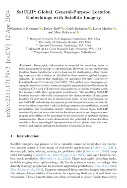 SatCLIP: Global, General-Purpose Location Embeddings with Satellite
  Imagery