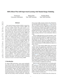 BIM: Block-Wise Self-Supervised Learning with Masked Image Modeling