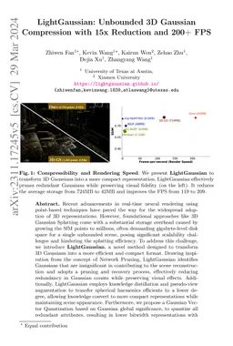 LightGaussian: Unbounded 3D Gaussian Compression with 15x Reduction and
  200+ FPS