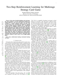 Two-Step Reinforcement Learning for Multistage Strategy Card Game