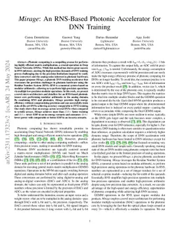 Mirage: An RNS-Based Photonic Accelerator for DNN Training