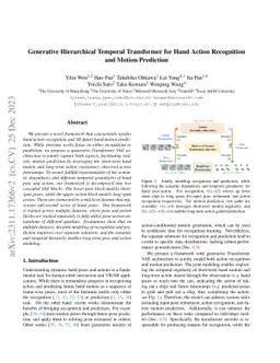 Generative Hierarchical Temporal Transformer for Hand Action Recognition
  and Motion Prediction