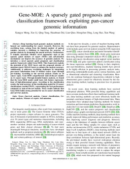 Gene-MOE: A sparsely gated prognosis and classification framework
  exploiting pan-cancer genomic information