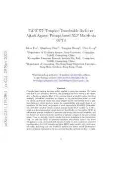 TARGET: Template-Transferable Backdoor Attack Against Prompt-based NLP
  Models via GPT4