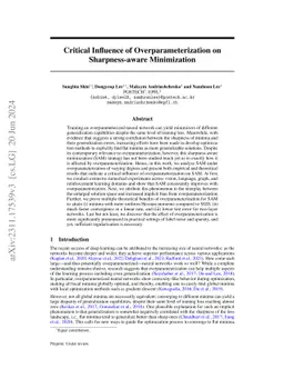 Critical Influence of Overparameterization on Sharpness-aware Minimization