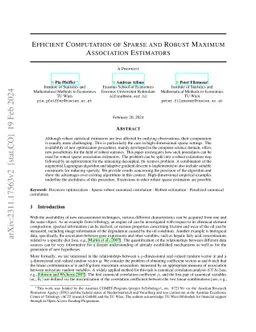 Efficient Computation of Sparse and Robust Maximum Association Estimators