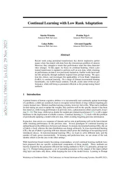 Continual Learning with Low Rank Adaptation