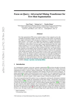 Focus on Query: Adversarial Mining Transformer for Few-Shot Segmentation