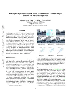 Erasing the Ephemeral: Joint Camera Refinement and Transient Object
  Removal for Street View Synthesis