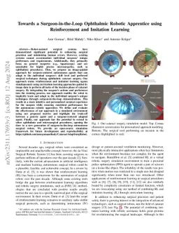 Toward a Surgeon-in-the-Loop Ophthalmic Robotic Apprentice using
  Reinforcement and Imitation Learning