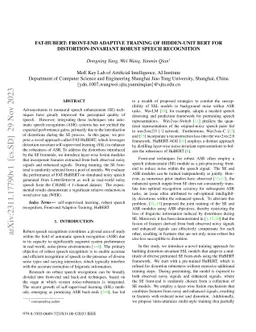 FAT-HuBERT: Front-end Adaptive Training of Hidden-unit BERT for
  Distortion-Invariant Robust Speech Recognition
