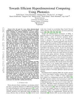 Towards Efficient Hyperdimensional Computing Using Photonics
