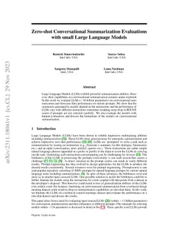 Zero-shot Conversational Summarization Evaluations with small Large
  Language Models