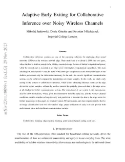 Adaptive Early Exiting for Collaborative Inference over Noisy Wireless
  Channels