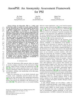 AnonPSI: An Anonymity Assessment Framework for PSI